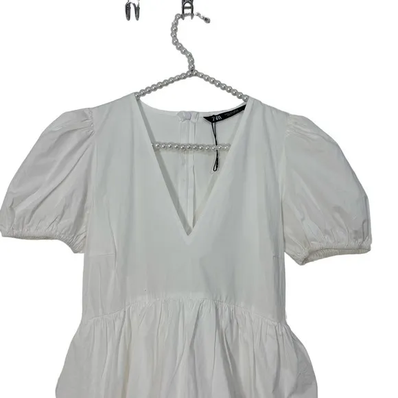 Zara Poplin Dress White Size‎ Small Ruffles - Image 7