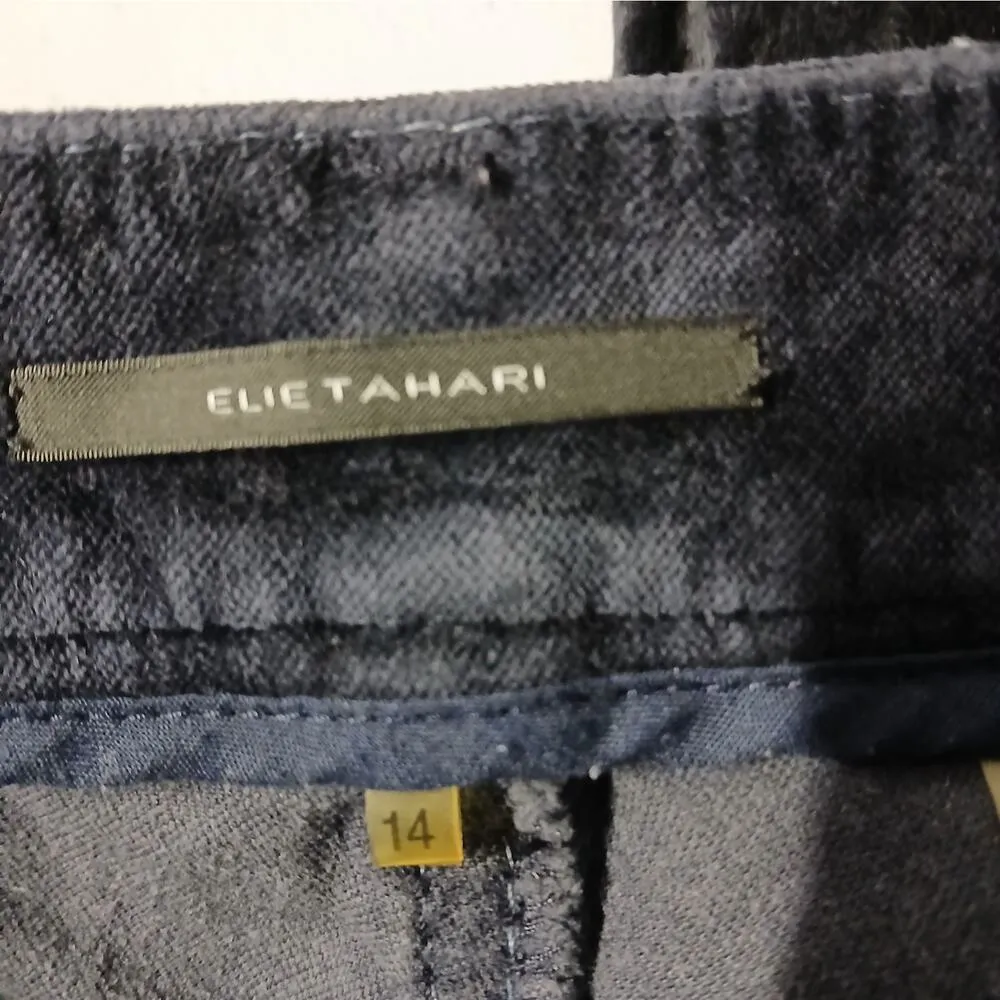 Elie Tahari Pants Women's Size 14 Dark Blue Velvet Mid Rise Straight Leg Trouser - Image 5
