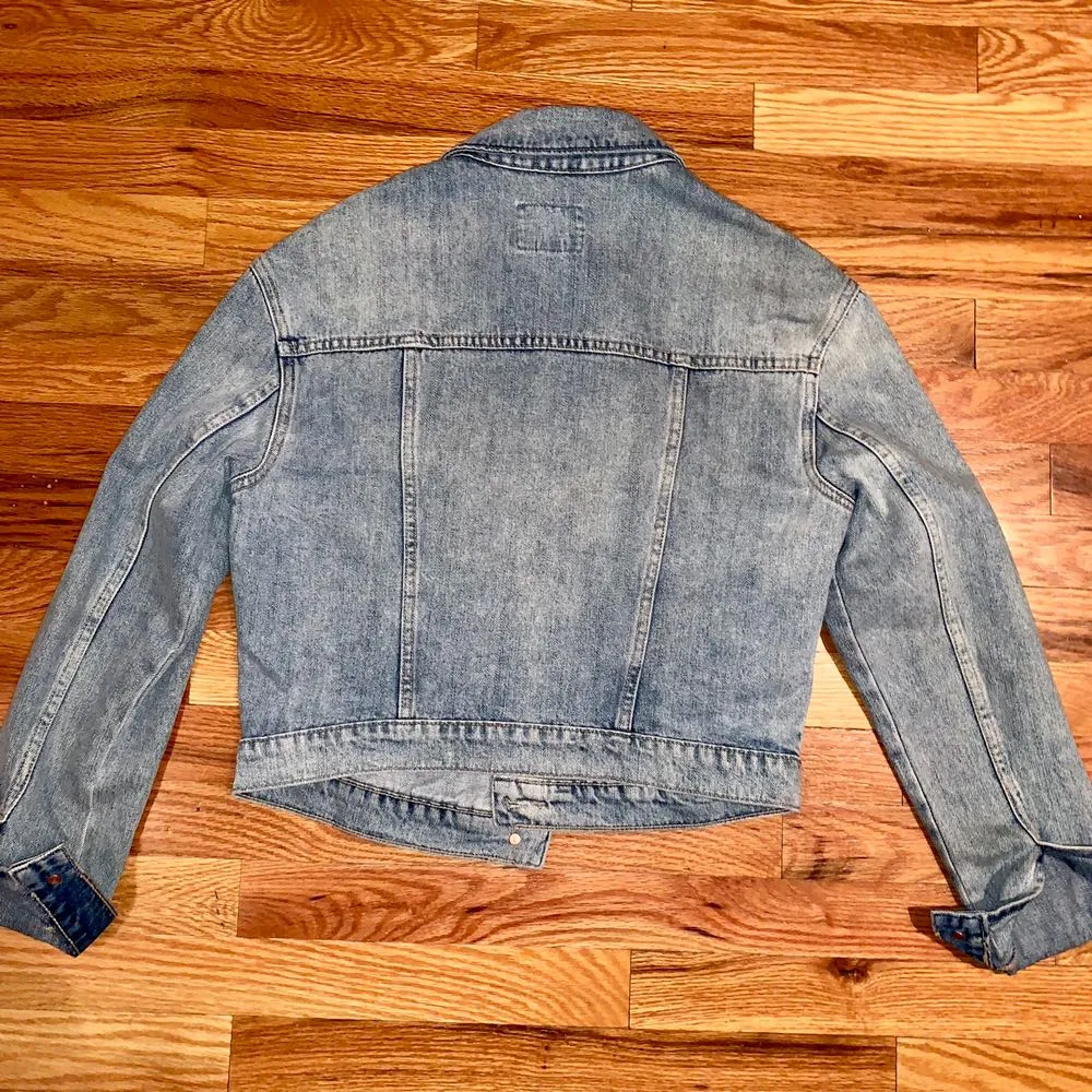 Distressed Jean Denim Jacket Blue - Image 3
