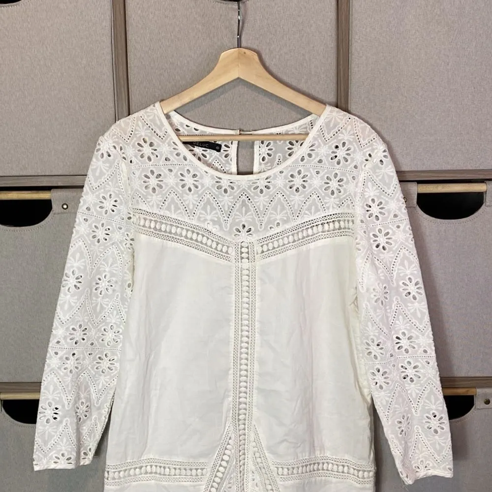 Deluc white Eyelit mini dress White Size M - Image 4