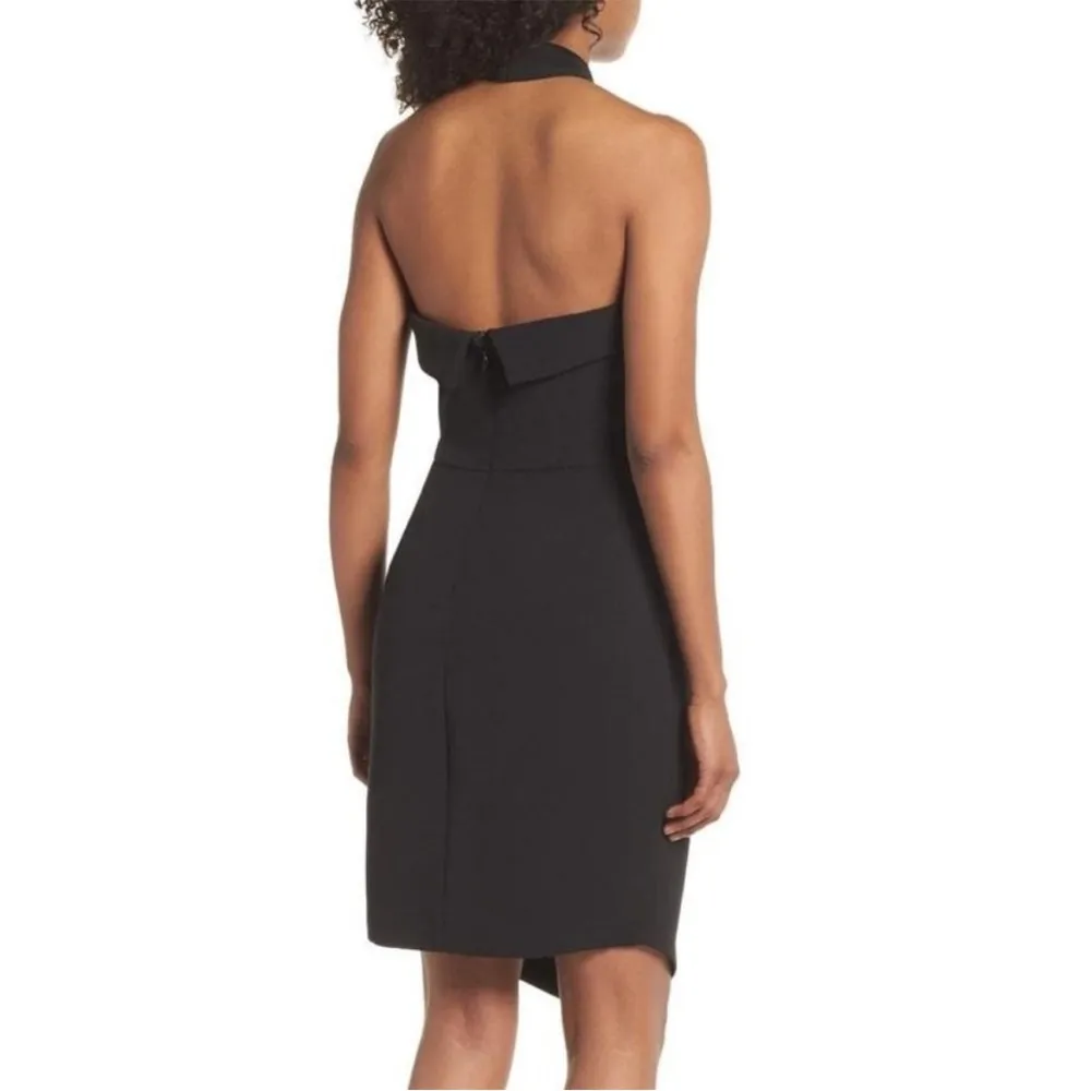 ADELYN RAE Halter Black Sheath Asymmetrical Dress - Image 2