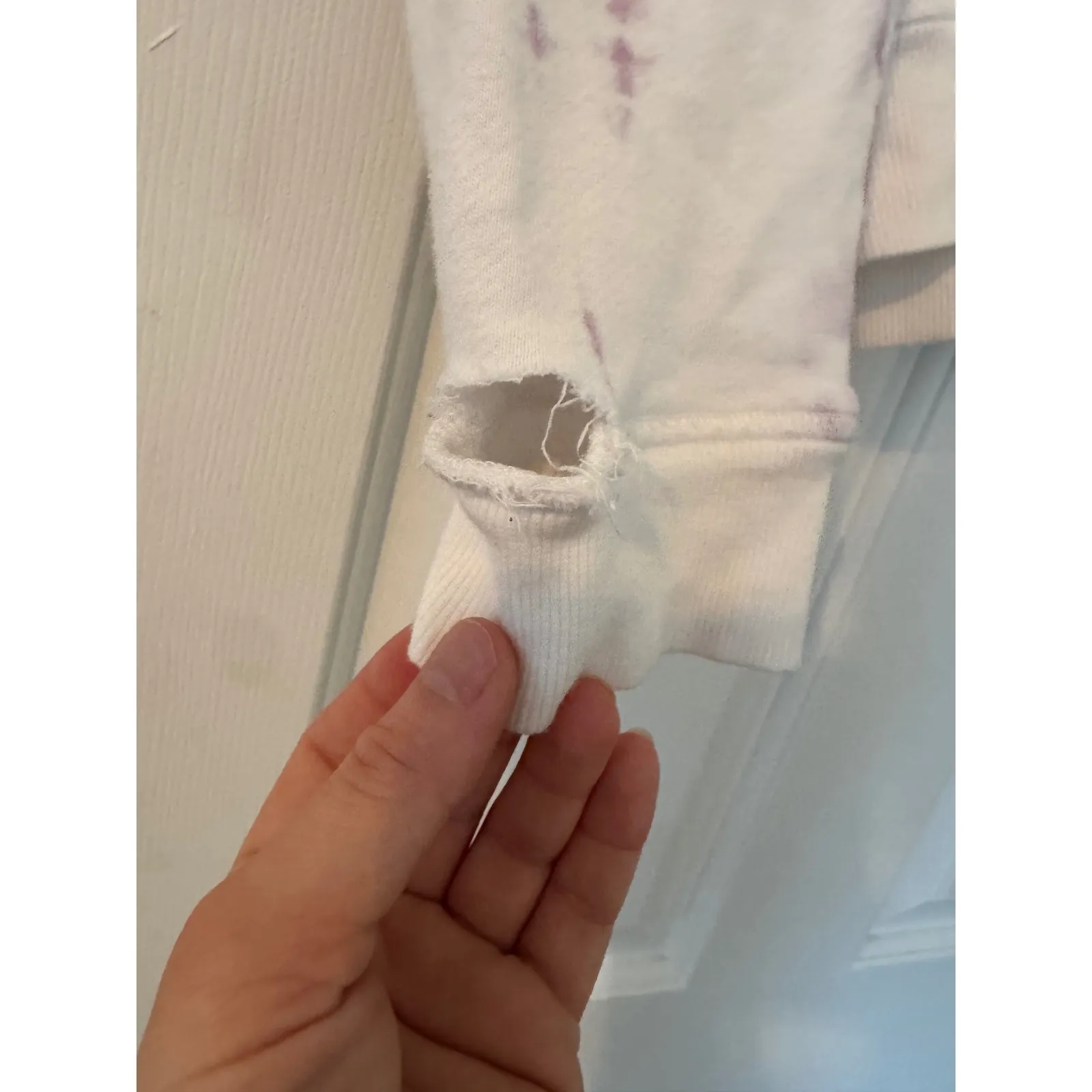 Rails Tie Dye Hoodie Sweatshirt White Purple Cropped Size M - Image 4