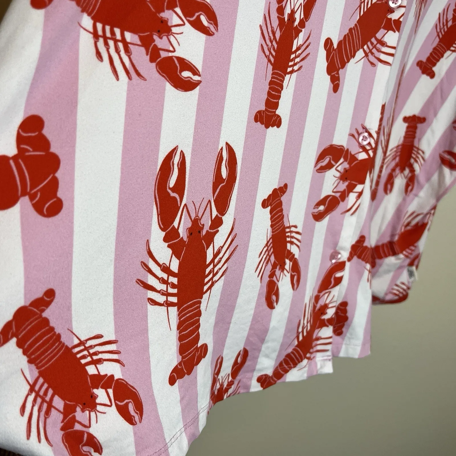 chelsea peers pajamas Set Lobster 26 Short Stripes Costal Preppy Pj Button Sleep Pink Size 4X - Image 3