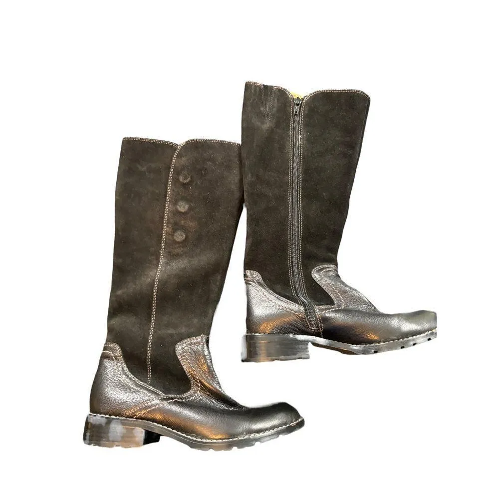 Söfft Burgamo Women's Tall Black Leather & Suede Boots Size 7M Zipper Closure Bu - Image 6