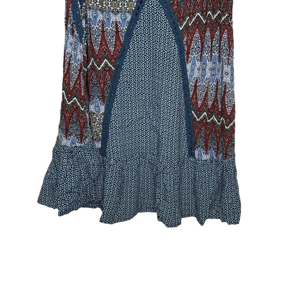 Umgee Women's Dress Crochet Lace Ruffle Bottom Round Neck Swing Sleeveless Small - Image 10