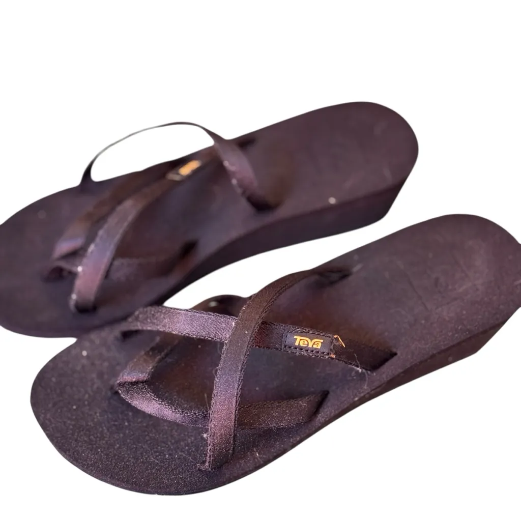 Teva Mush Mandalyn Wedge Ola 2 Sandals Women’s 8 Black White 2-Pair Walk Comfort - Image 3