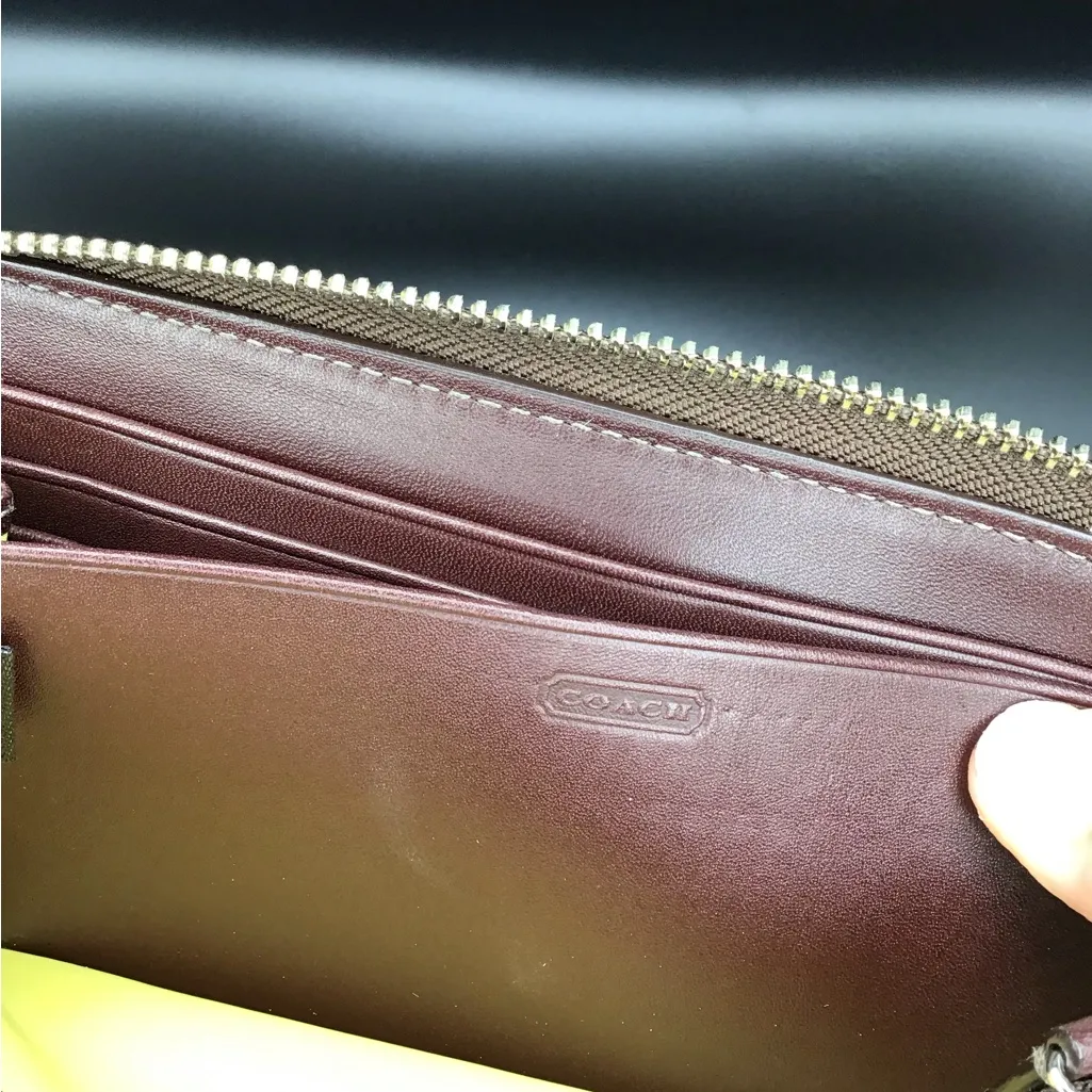 Coach Bags | Coach Heritage Signature Stripe Pvc Zip Around Accordion Wallet - Image 10