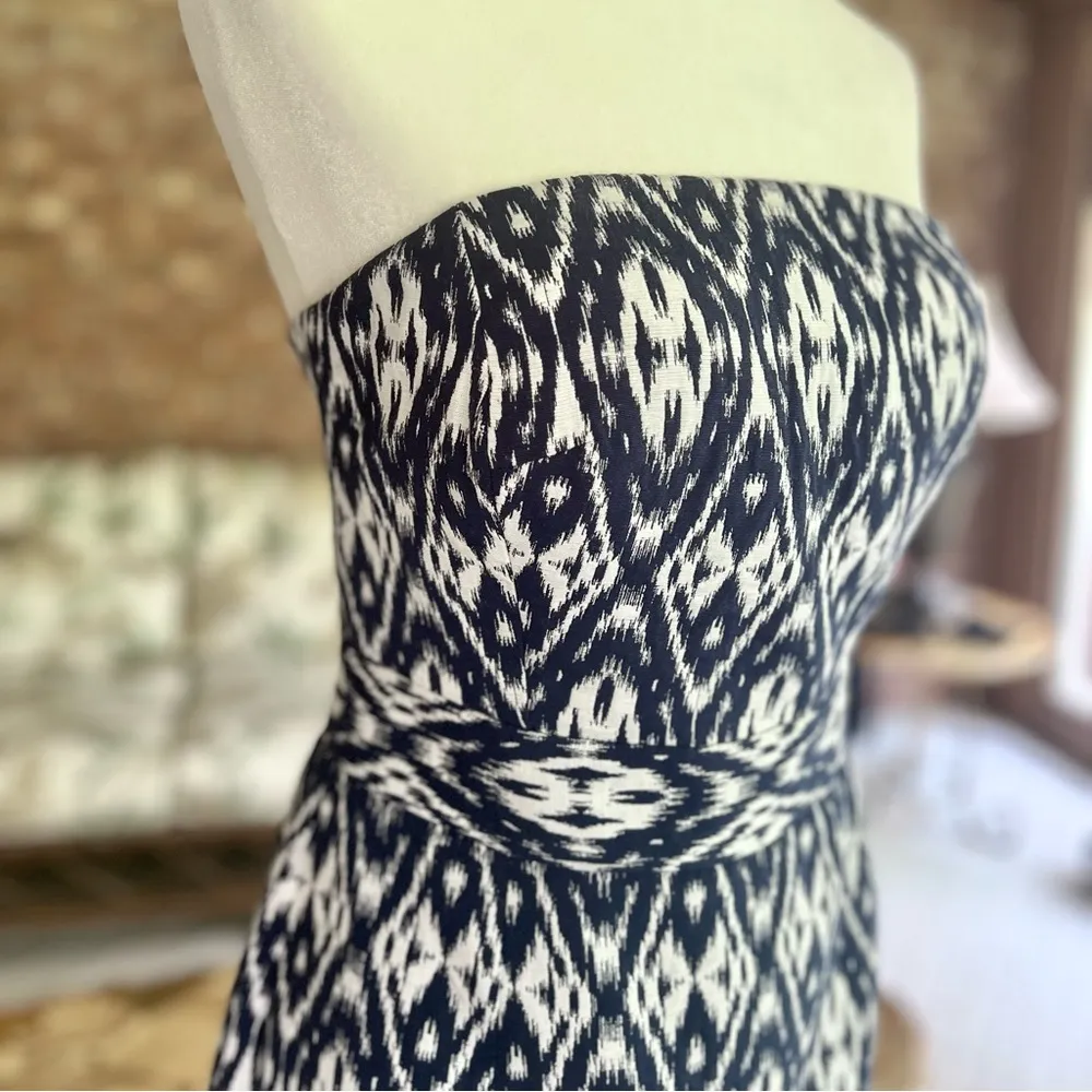Banana Republic Navy Blue Ikat Strapless Dress 4 - Image 11