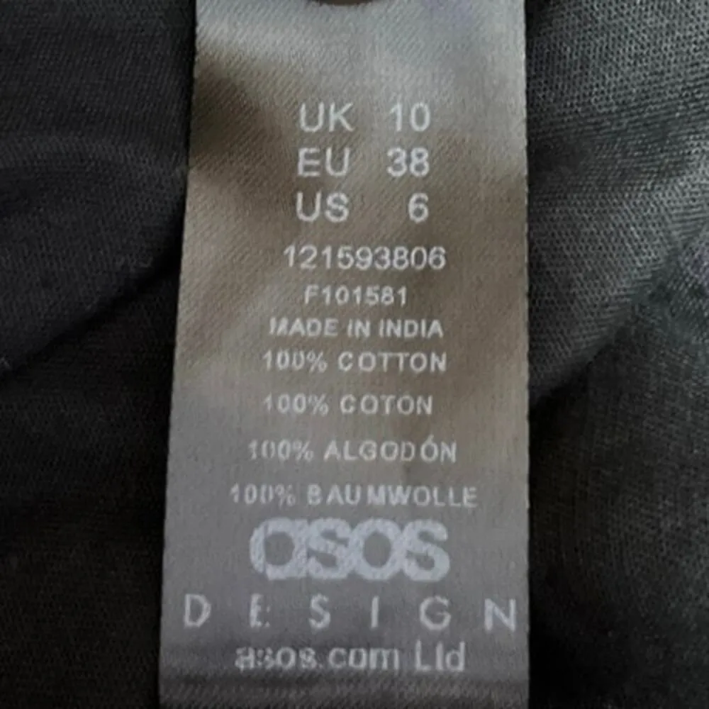 Asos Black Twill Collared Button Short Sleeve Midi A-Line Shirt Dress Size 6 - Image 8