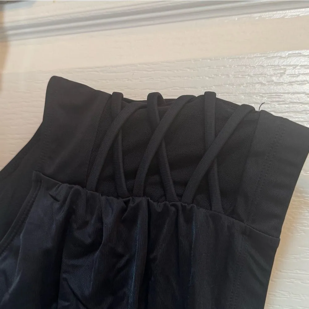 Younique Black Floral Bikini with Plunging Halter High - Image 4