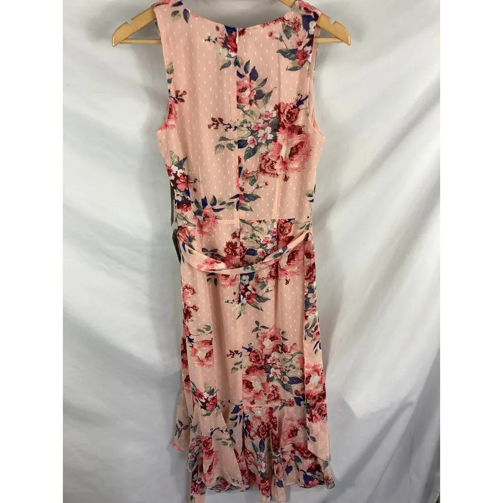 NWT Eliza J Textured Floral Ruched Dress Pink Size 6 - Image 6