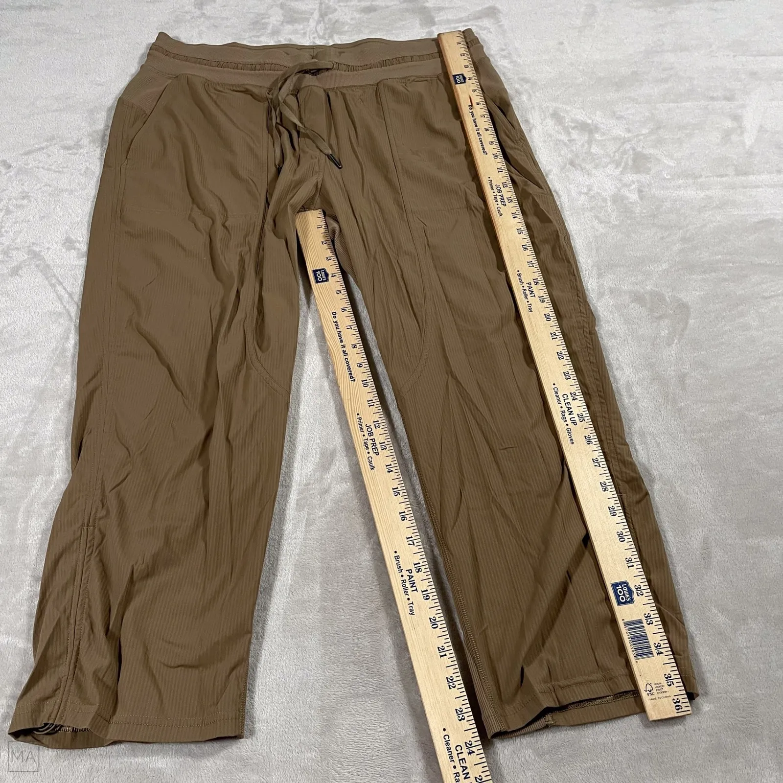 Lululemon Women's Dance Studio Mid Rise Cropped Pants Drawstring 14 Tan - Image 6