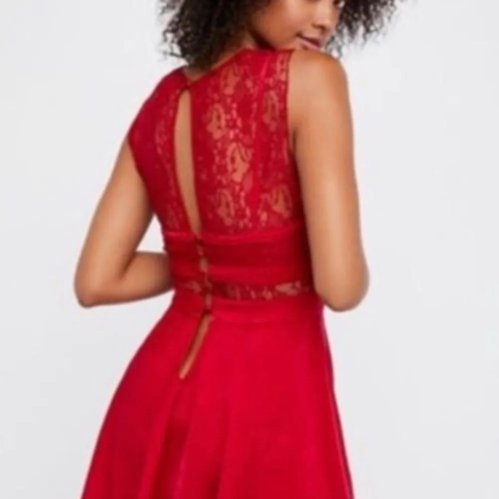 Free People Intimately Free People NWT Red Lace Mini Dress Small - Image 2