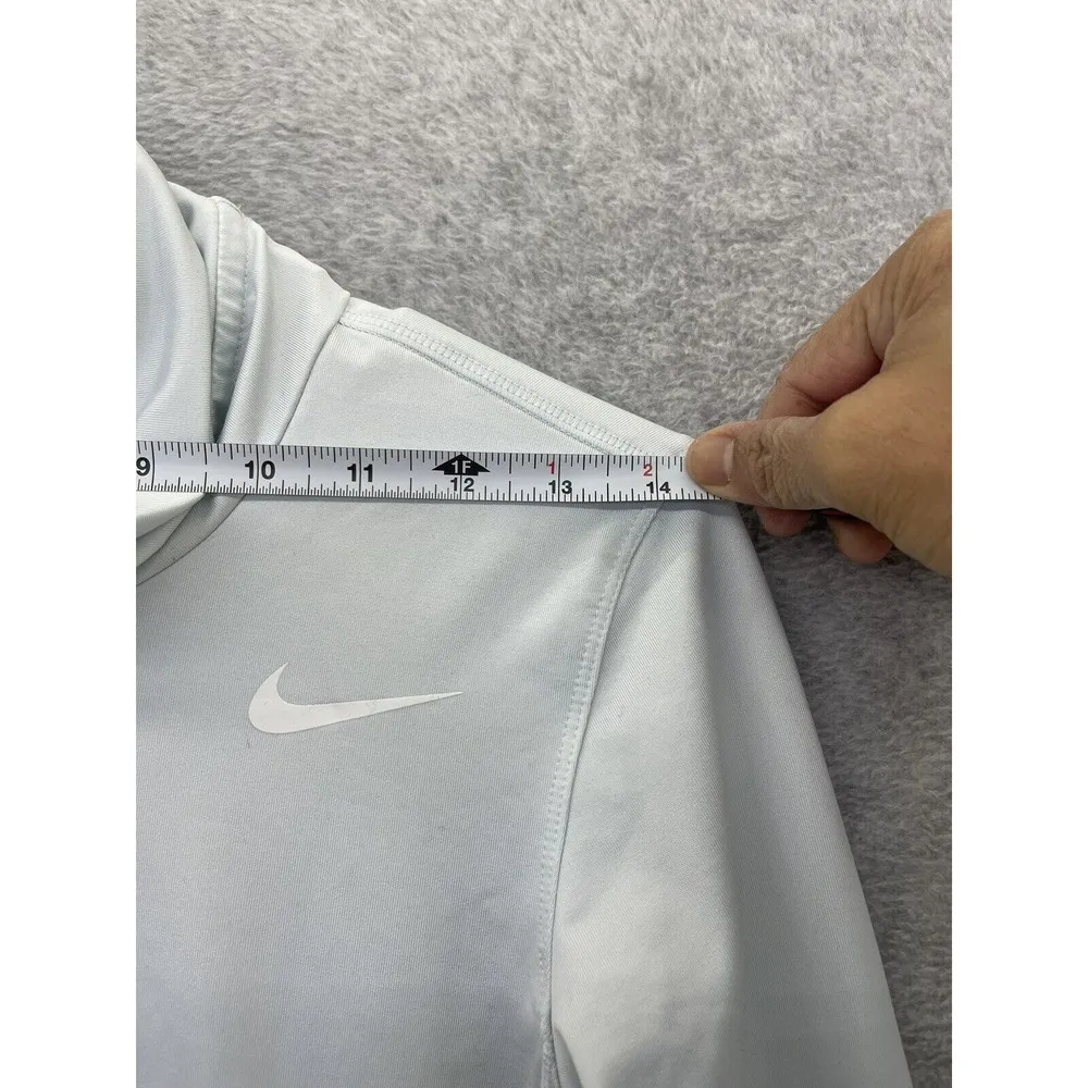 Nike Women's Golf Athletic Top High Neck Thumbhole Size XS Light Blue Long Sleev - Image 12