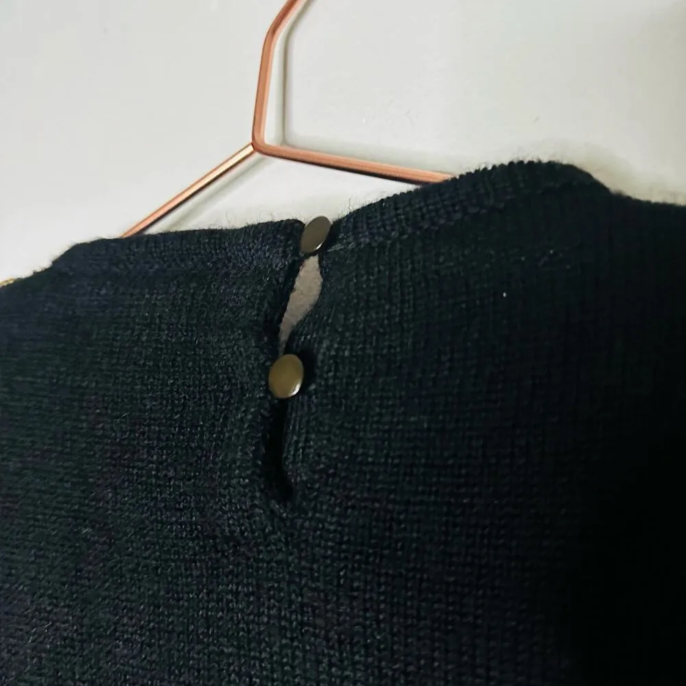 CAROLE LITTLE Vintage Jewel Embroidered 100% Black Wool Sweater Size Large - Image 10