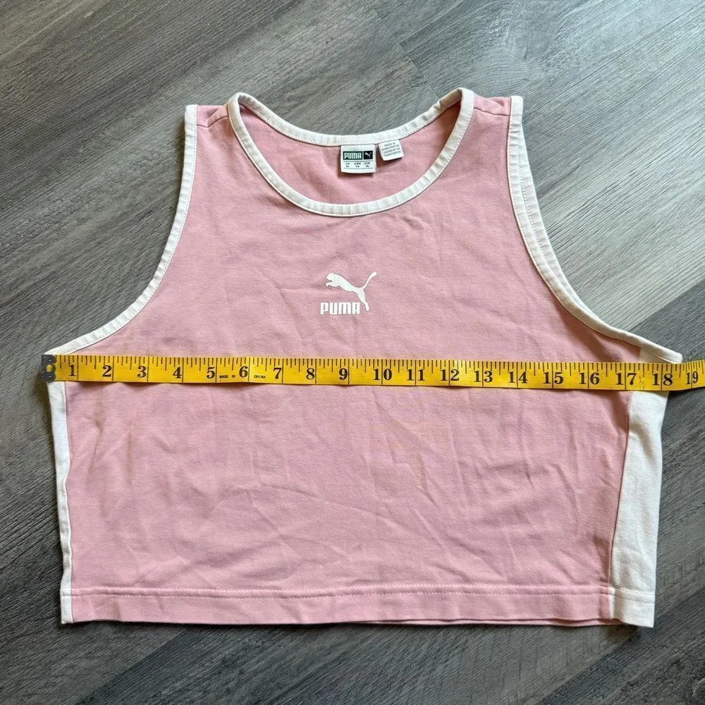 Puma Classic Crop Top Pink White XL Sporty Athleisure - Image 8
