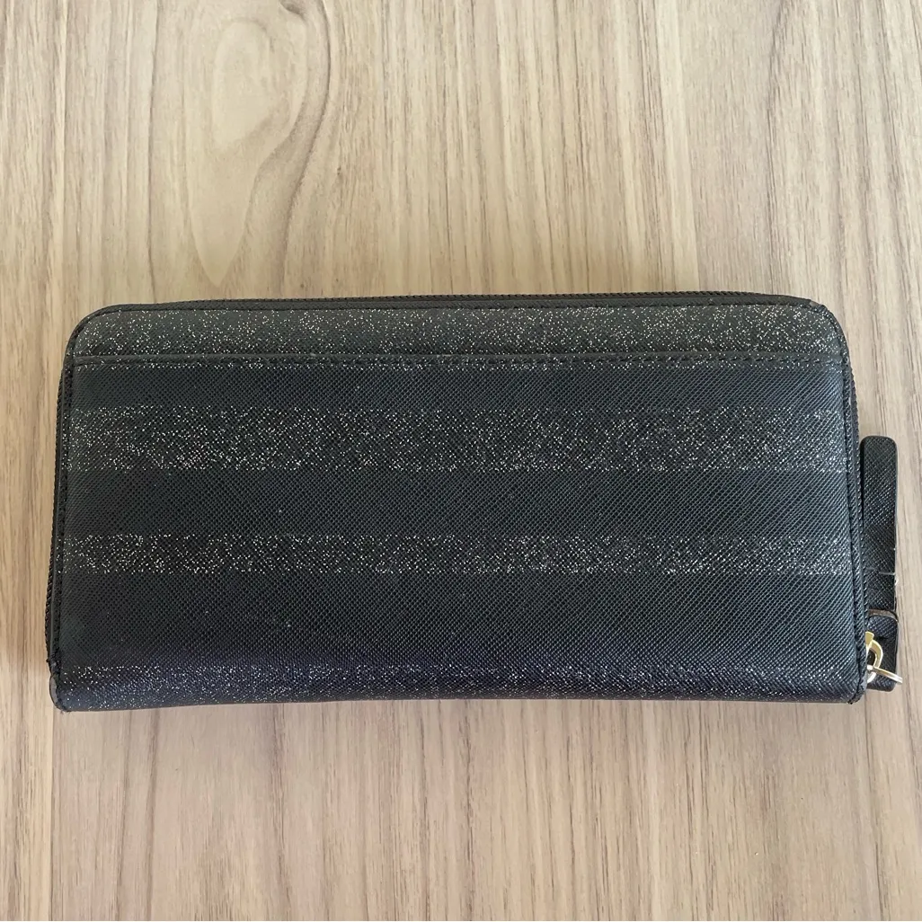 Kate Spade Glitter Stripe Black Wallet - Image 2