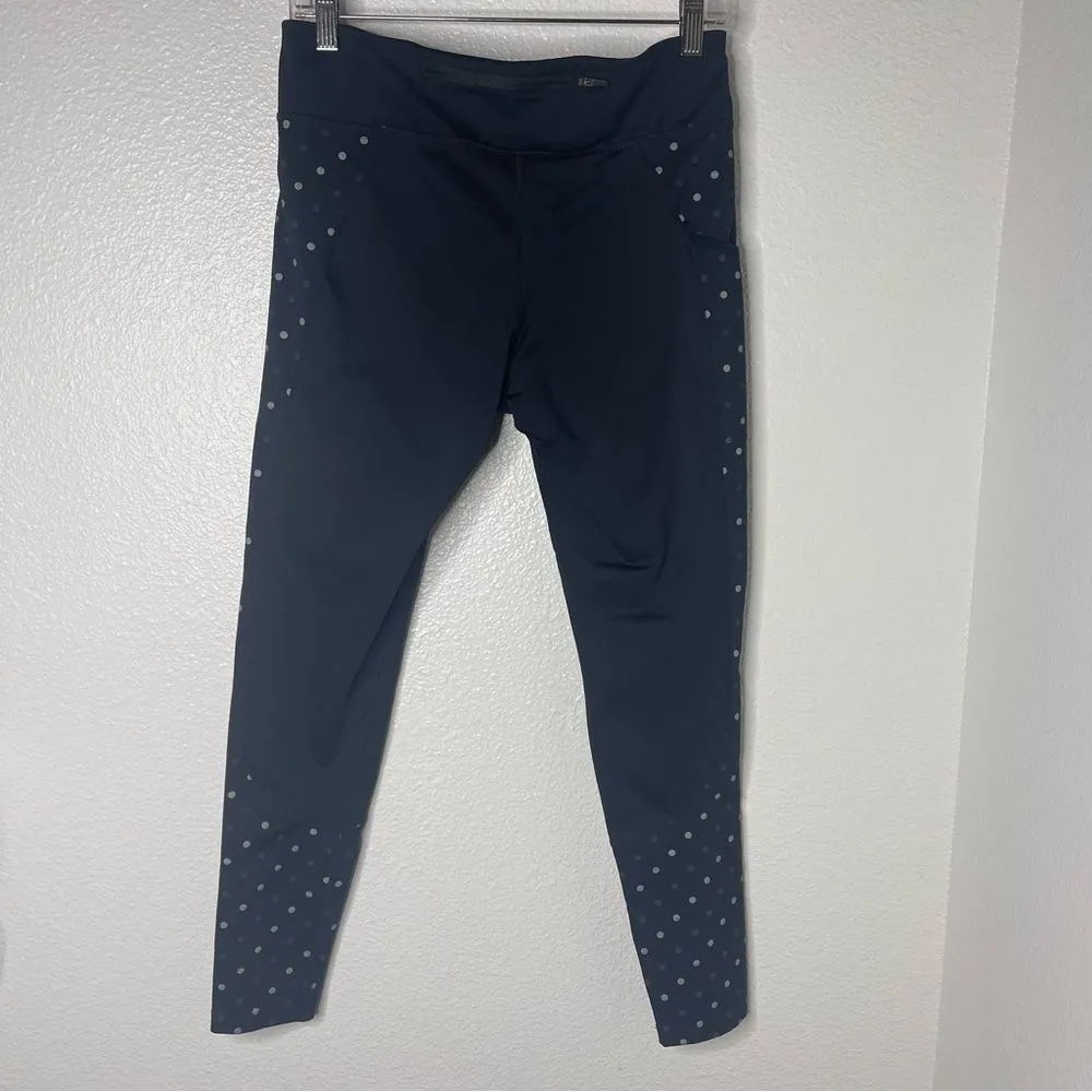 Nike Large Charcoal Grey and Polka Dot Running Leggings Dri Fit Cropped Mid Rise - Image 8