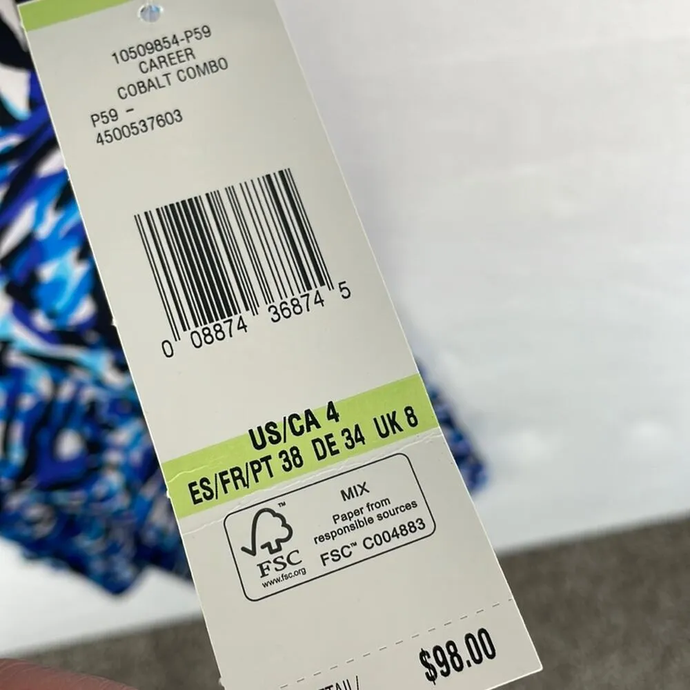 NWT. JONES NEW YORK Sheath Dress. Cap Sleeves. Blues, Black, White. Size 4 - Image 3