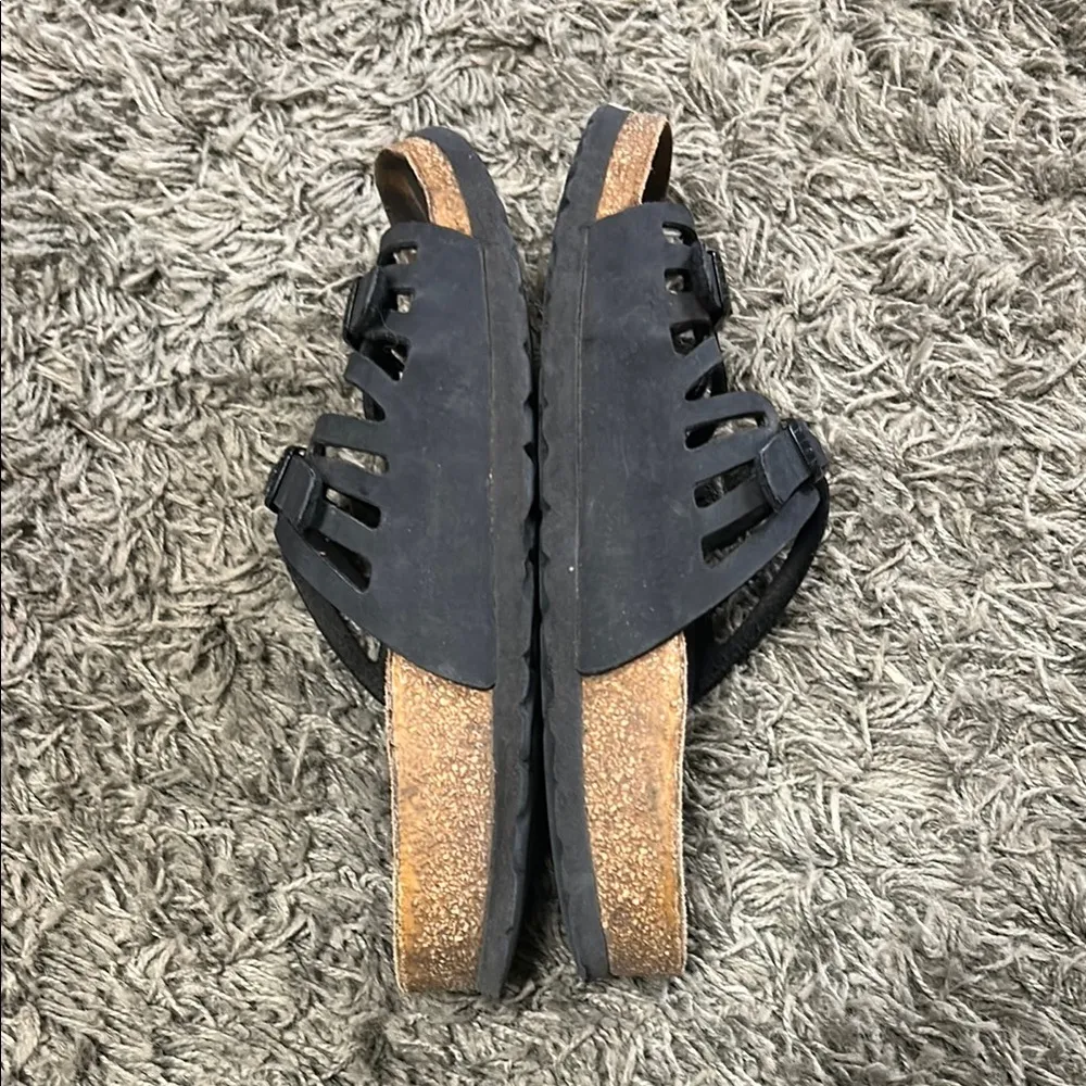 Birkenstock Sandals Womens 37 US 6.5 7 black leather Strappy - Image 9