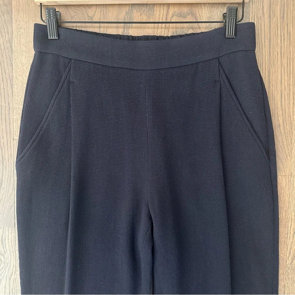 Vince Women’s Wool Blend Waffle Textured Mid-Rise Pull On Pants Navy Blue Small - Image 3