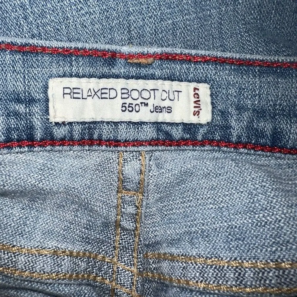 Levis 550 Womens Relaxed Boot Cut Blue Jeans Size 6 Short Cotton Stretch Y2K - Image 5