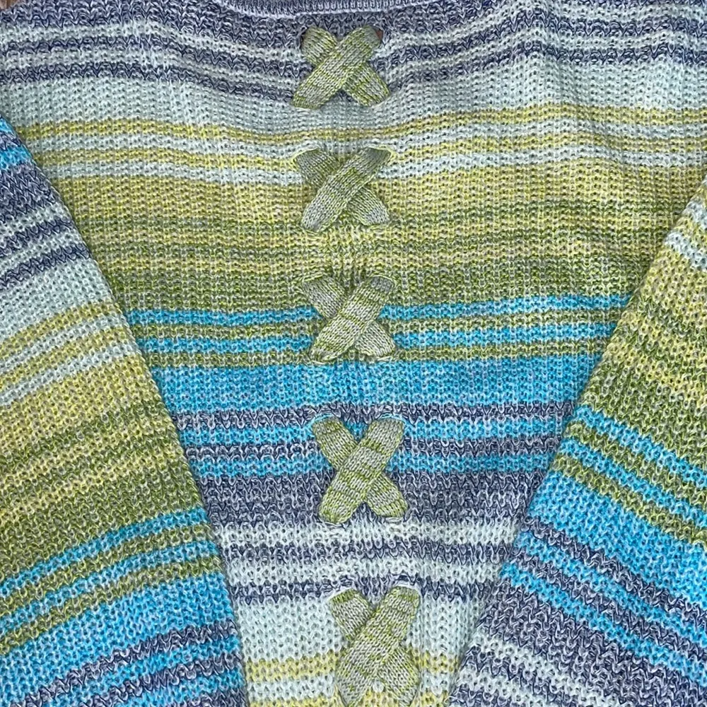 🐠💚Ombré Lace Up Back Crop Sweater🐠💙NWT~xs - Image 7