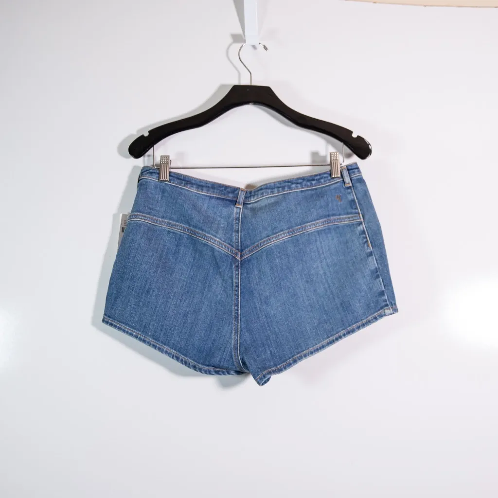 NEW Pilcro Anthropologie Cotton Stretch Low Rise Mini Denim Jean Shorts Blue 31 - Image 4