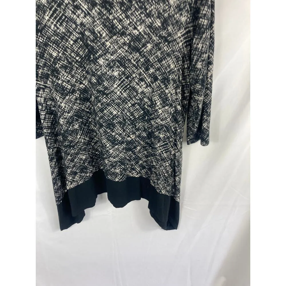 J Jill Wearever Collection Stretch Patterned Asymmetrical Hem Blouse Size Large - Image 2