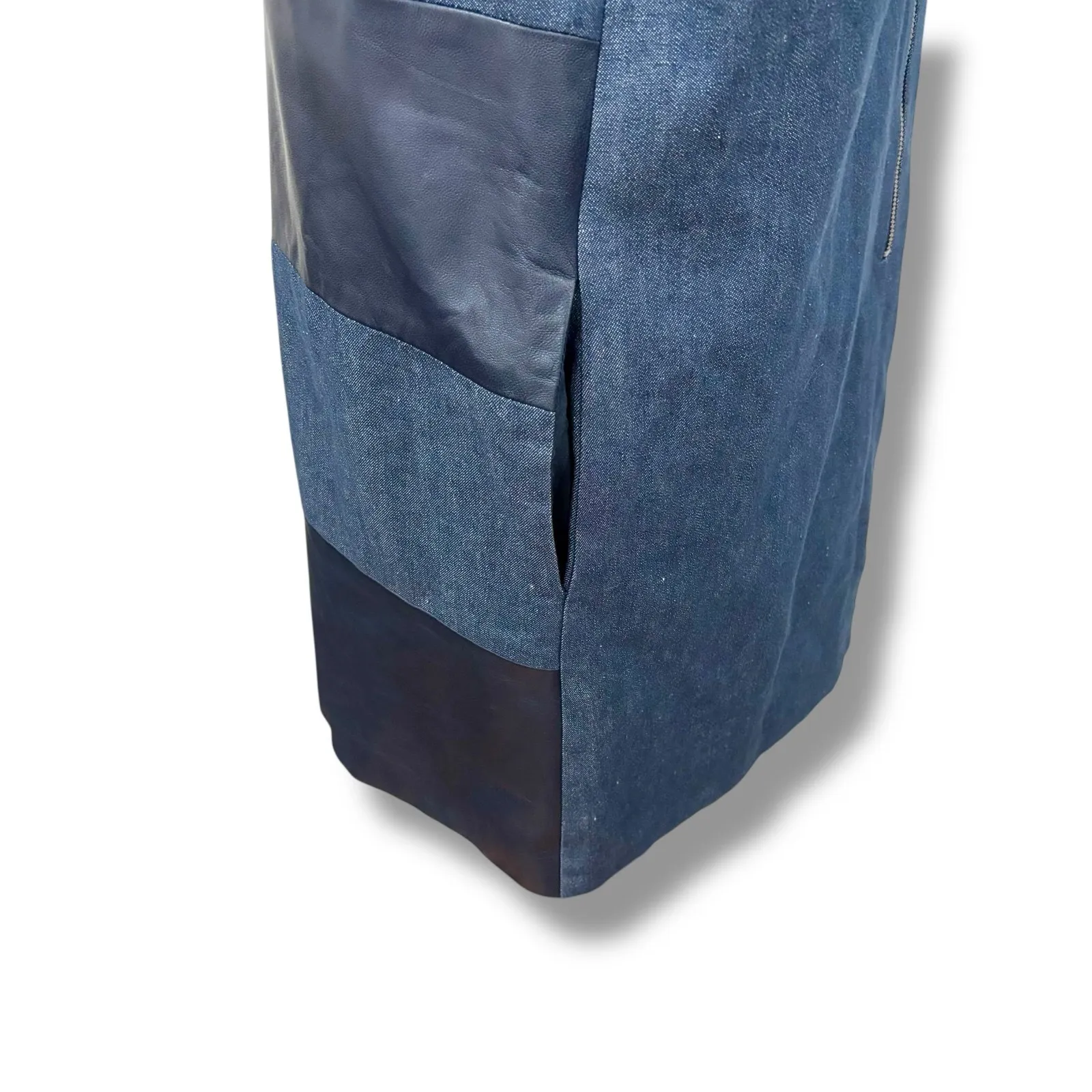 Sea New York Size (S) 2 Blue Denim + Leather Mini Dress Made in USA Designer - Image 5