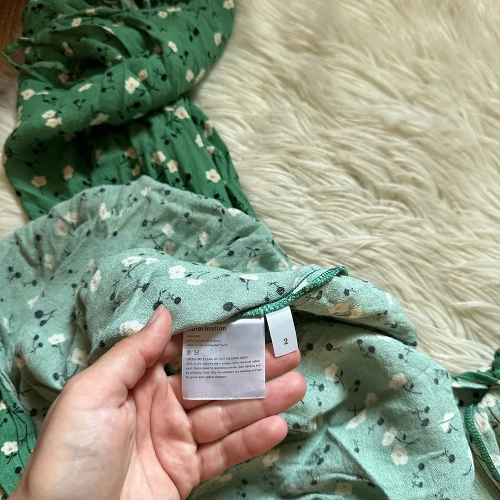 REFORMATION Crimini Dress In Pico Green Floral - Image 6