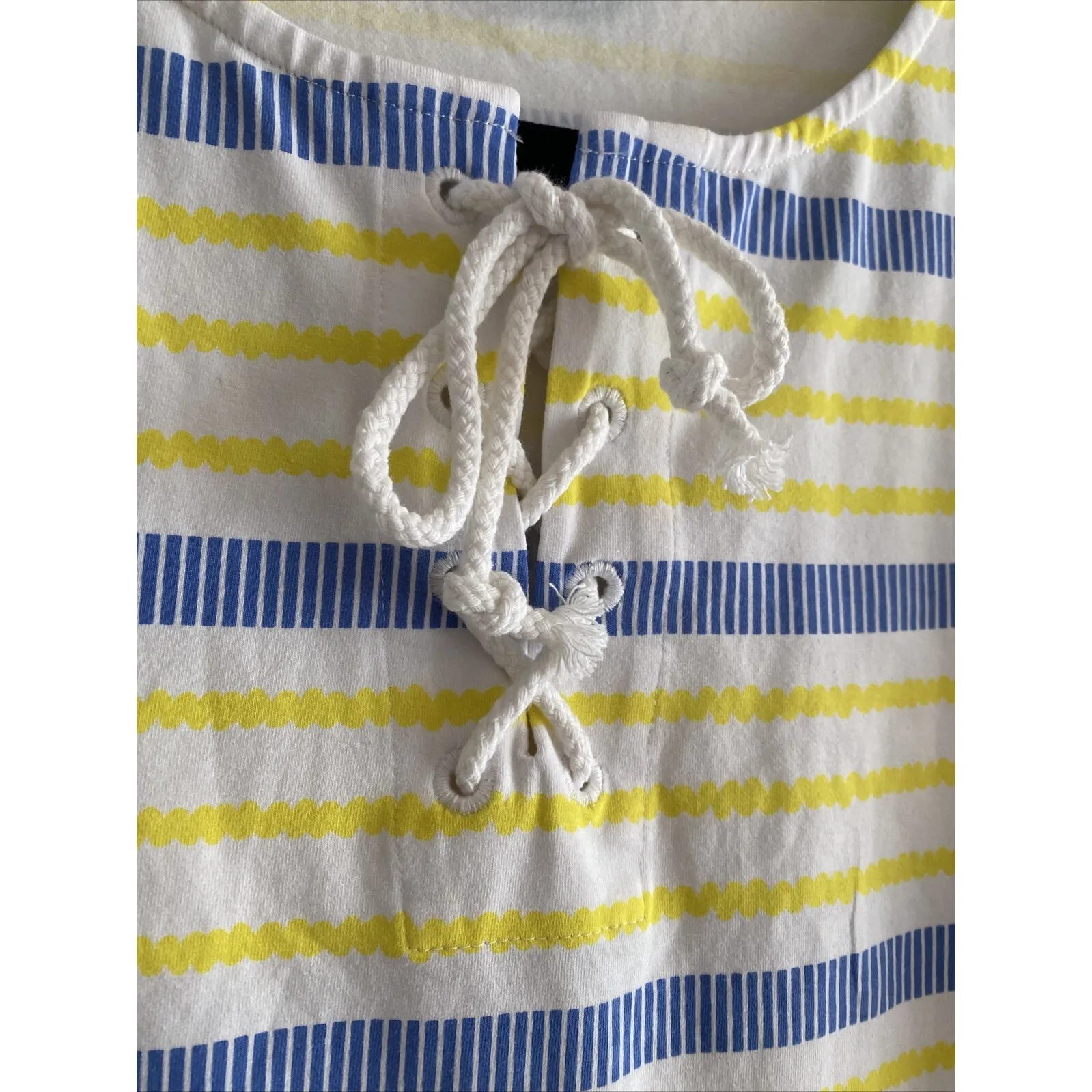 HIHO Tortola Womens Medium Yellow Striped Shift Dress Coastal Nautical Clean - Image 2