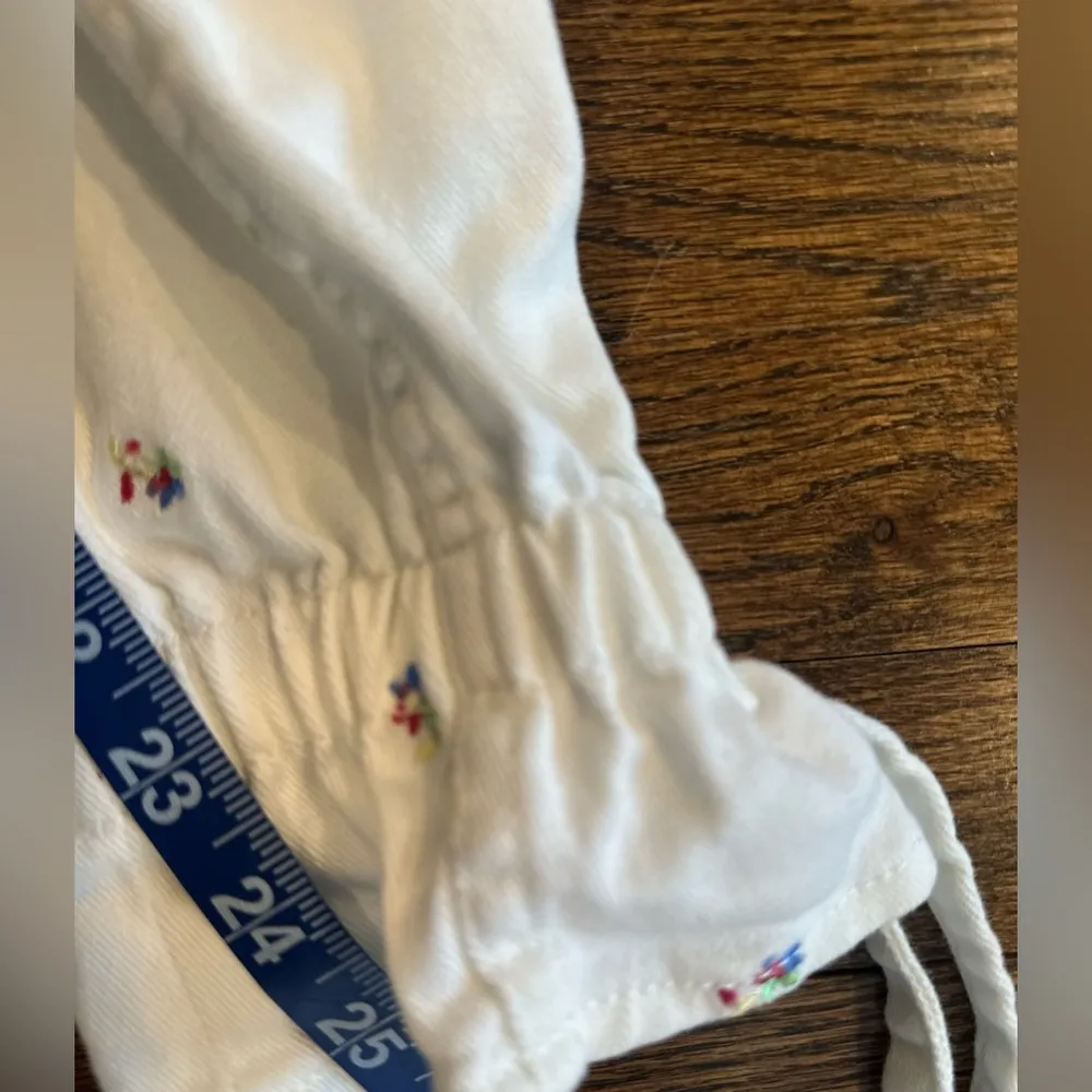 Something Navy Sylvia Floral Embroider Denim Pants White Size 2 U0770 - Image 8