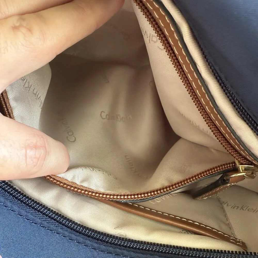 Calvin Klein Dressy Nylon Shopper Tote Shoulder – Navy/Brown – H4GAE2ZJ - Image 7