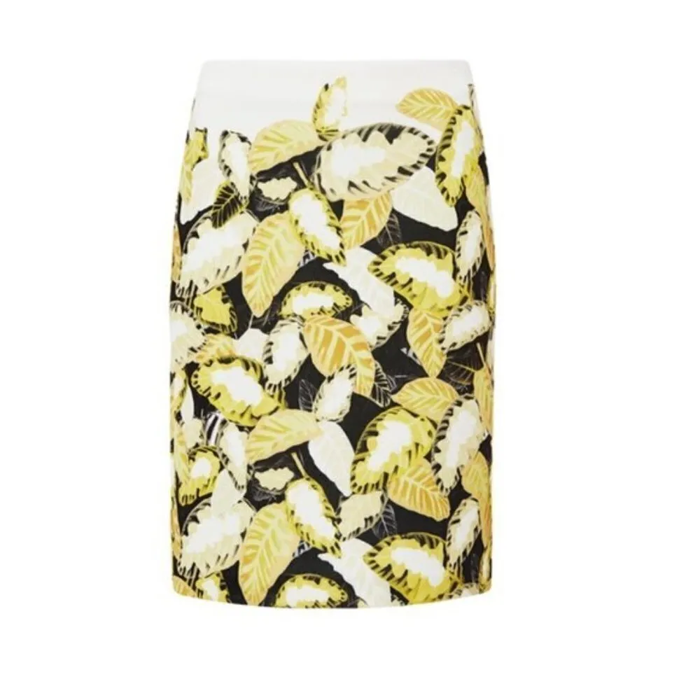 Opening Ceremony Skirt S Pencil Daisy Leaf Print Neoprene Scuba Fabric Luxury - Image 4