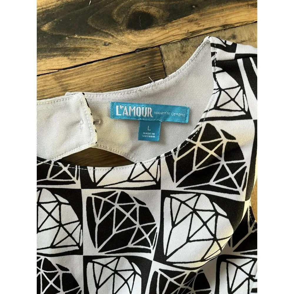 Nanette Lepore L’amour Diamond Print Fit & Flare Knee Length Dress Size Large - Image 5