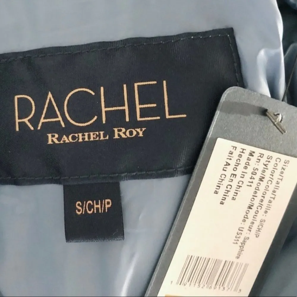 Rachel Roy Puffer Jacket, Blue Fur Trim with Removable Hood Size S New w/ Tag - Image 8