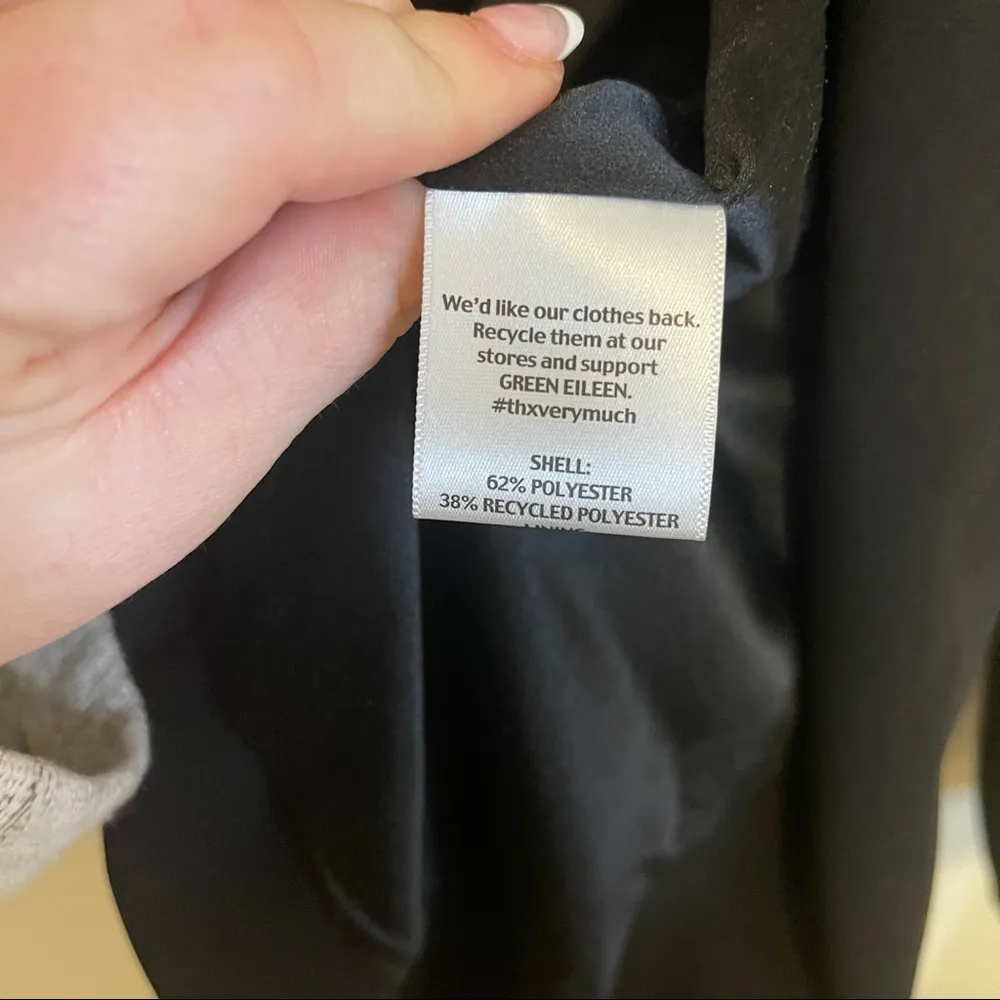 Black Silk Lined Open Front Pointed Hem Blazer Size Small - Image 7