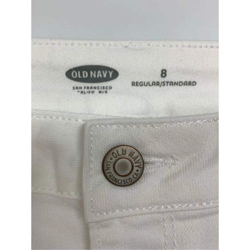 Old Navy Women's Frayed 5 Pocket Denim Capri Wide Leg Crop Jeans White Size 8 - Image 5