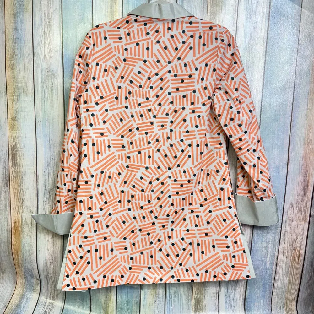 Grace Chuang Jacket Small Cotton Animal Print NEW Art To Wear Grey Orange Gray - Image 9