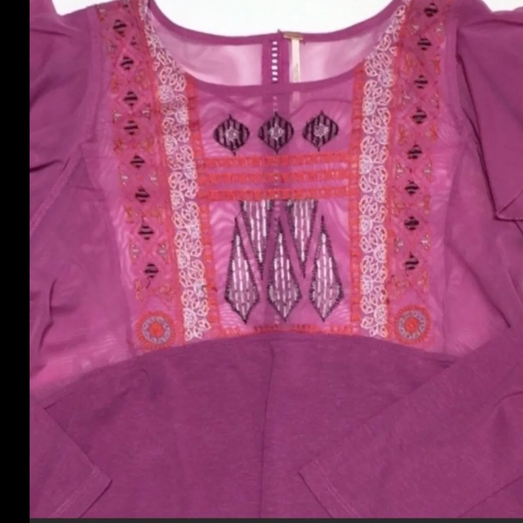 Free People La Cienega Long Sleeve Top in Wisteria Sz L EUC - Image 5