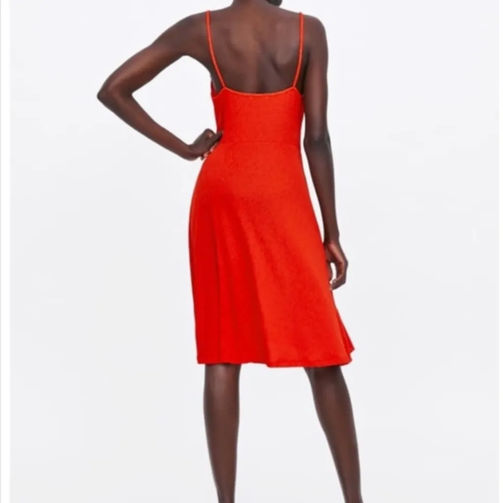 NWT ZARA Ruffle Mini Dress Stretch Red Bloggers Fav - Image 4