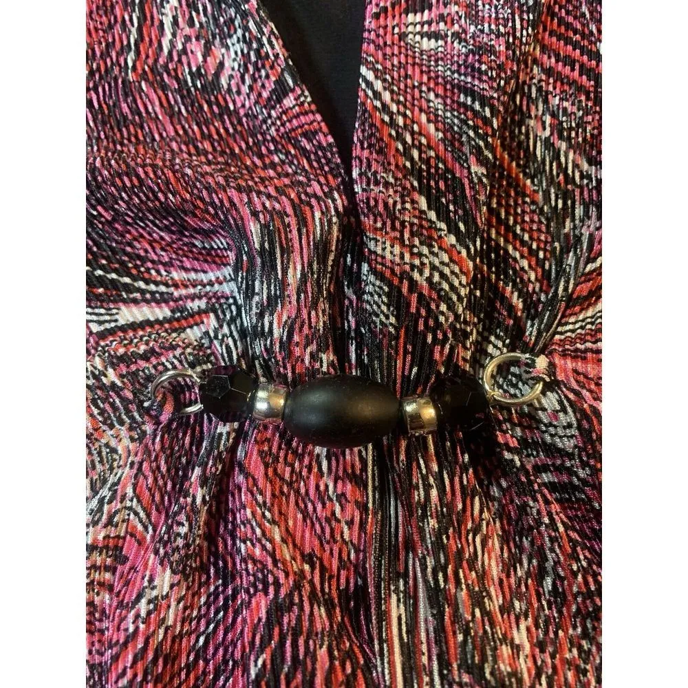 Notations Whimsigoth Top Womens Large Black Pink Beaded Stretch Office‎ Church - Image 9