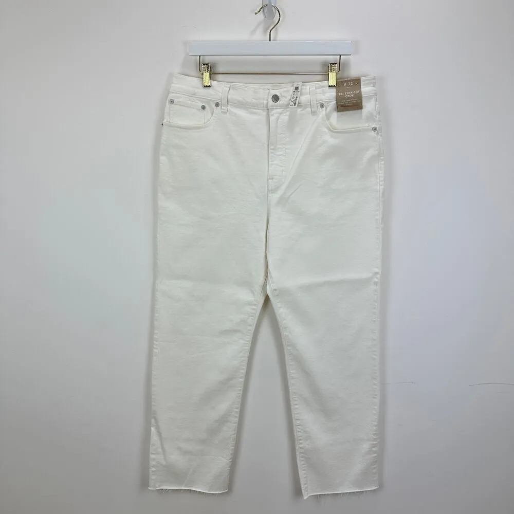 Madewell 90s Straight Crop Jean Tile White High Rise Raw Hem Women US 32 NWT - Image 7