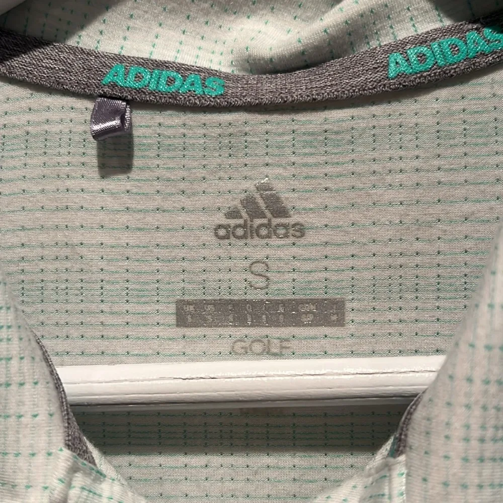 Adidas Golf Women’s Polo Shirt Size Small Green Aqua Dots - Image 3