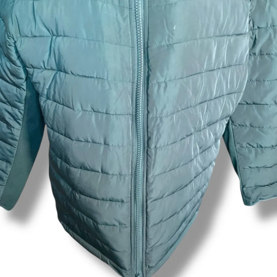 Universal Standard Teal Hooded Puffer Jacket Quilted Medium NWT Comfort Panel - Image 5