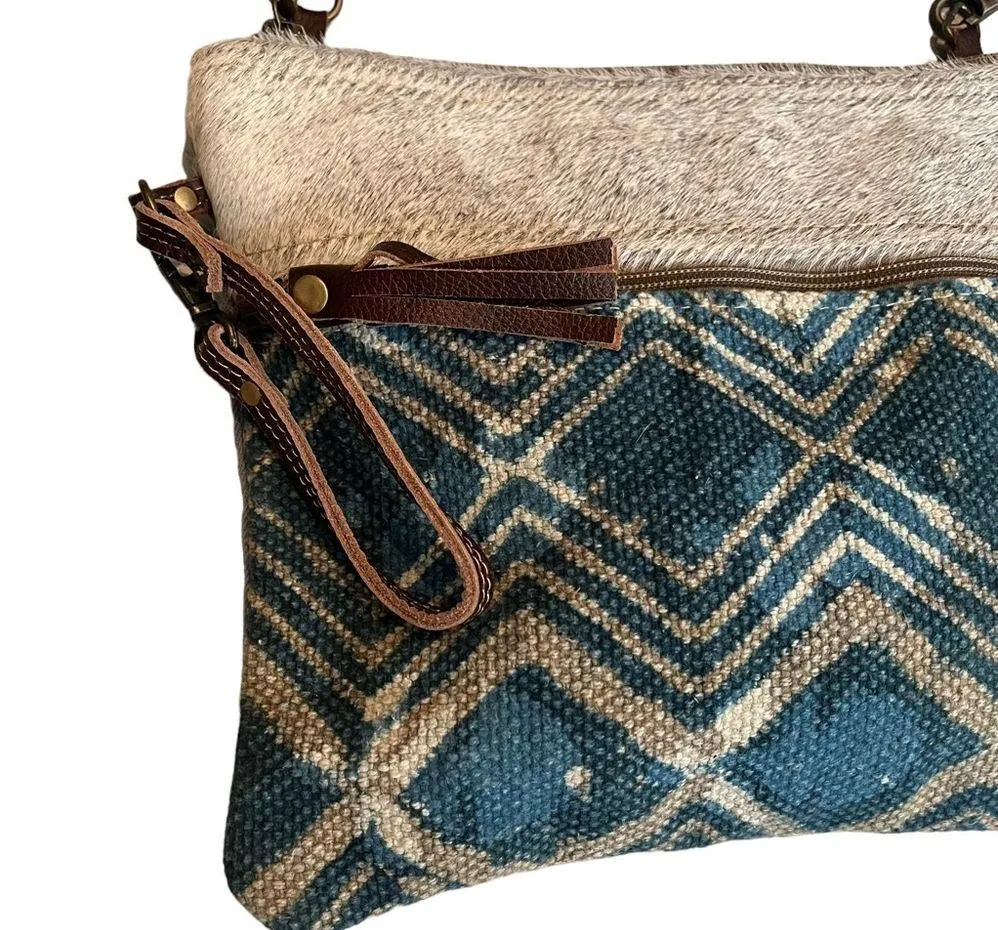 Myra Bag Floto Blue Canvas & Hair - Image 11