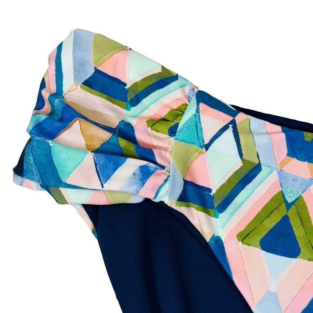 La Blanca SZ 14 Reversible Riviera Swim Bikini Bottoms Shirred Sides Geometric - Image 2