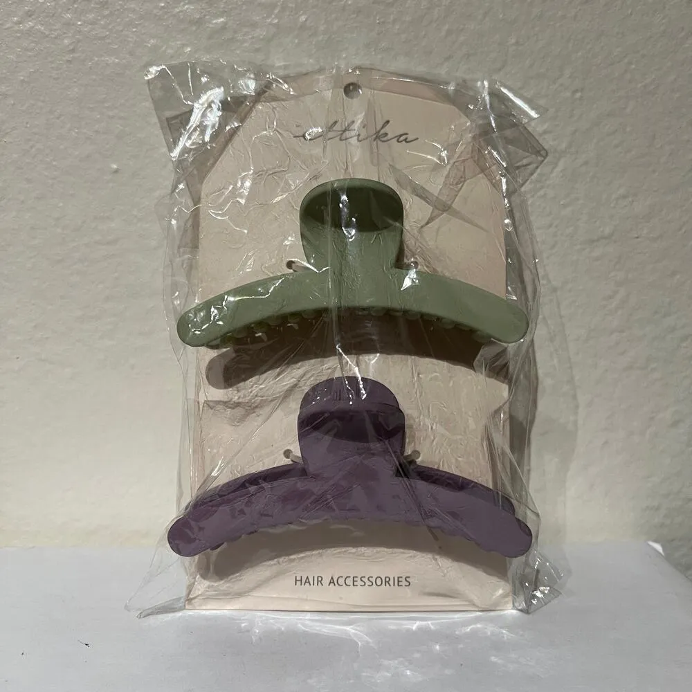 Ettika Revolve Large Flat Weekend Warrior Hair Claw Clips 2 Pack In Purple Green - Image 6