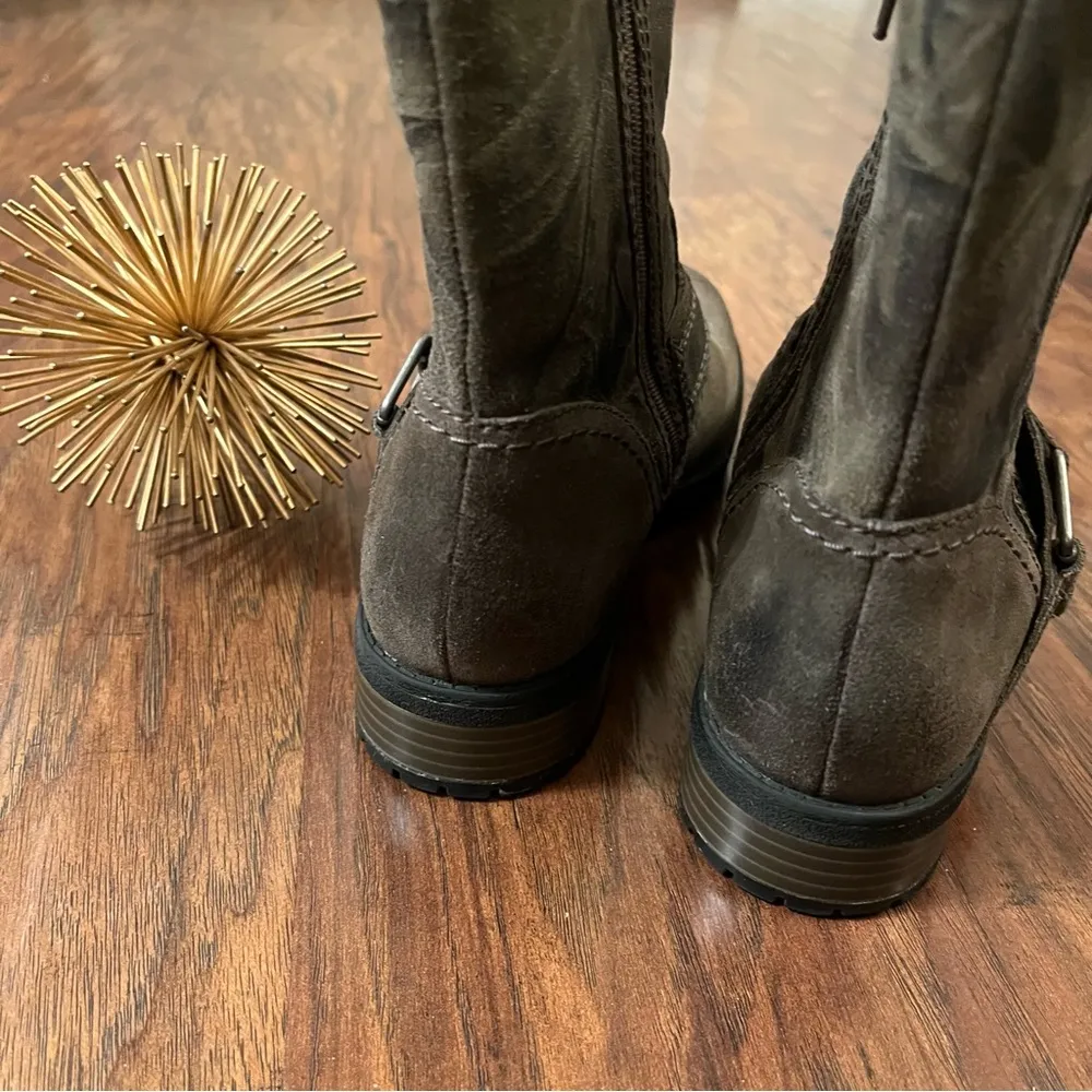 Clarks Women's Faralyn Rise Motorcycle Combat Ankle Boots Leather Olive Camo 6 - Image 5